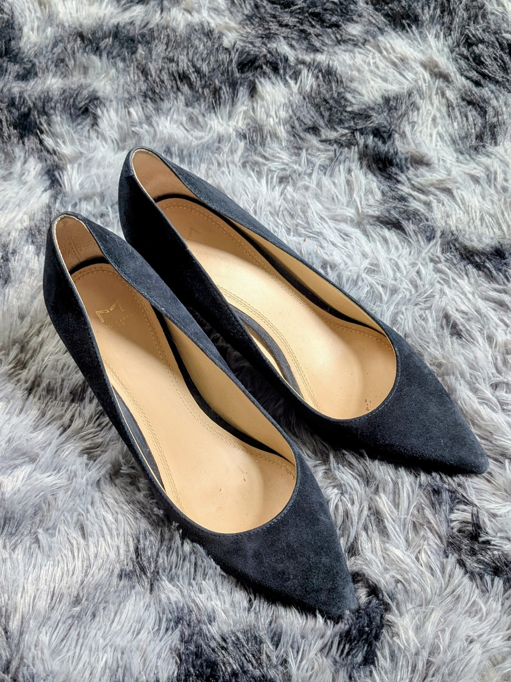 Marc Fisher Black Suede Pointed Toe Chunky Heels